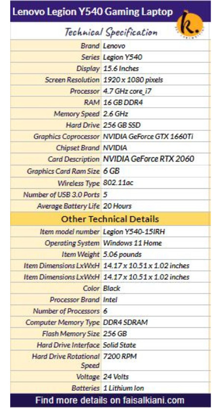Lenovo Legion Y540 - Best gaming Laptop for Best gaming Laptop For Switch Emulators