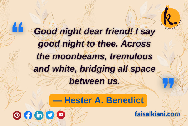 good night quotes by Hester A. Benedict
