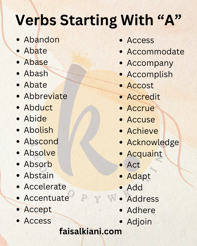 Verbs That Start With A | Image